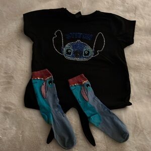Disney stitch crop top size 11-12 yrs nwot/ socks